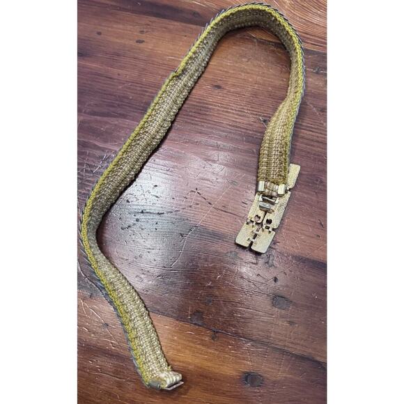 Vintage Art Deco Gold Metallic Fish Scale Elastic Glam Stretchy Belt - Picture 9 of 10